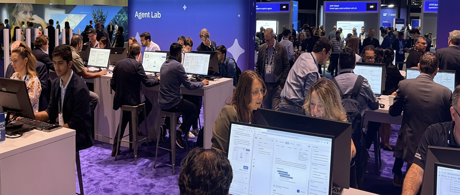 Attendees building AI agents at the SAP Agent Lab